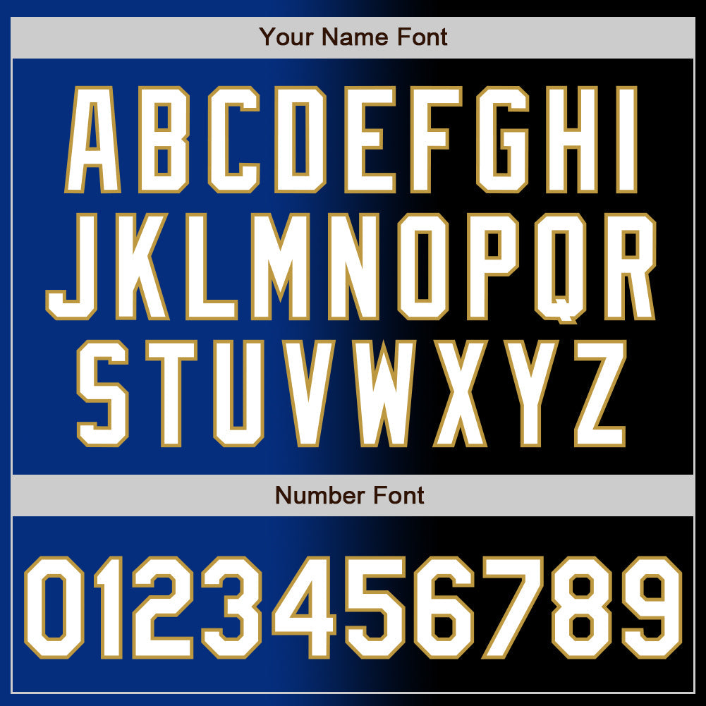 Custom Black White Royal-Old Gold Authentic Gradient Fashion Baseball Jersey view 5