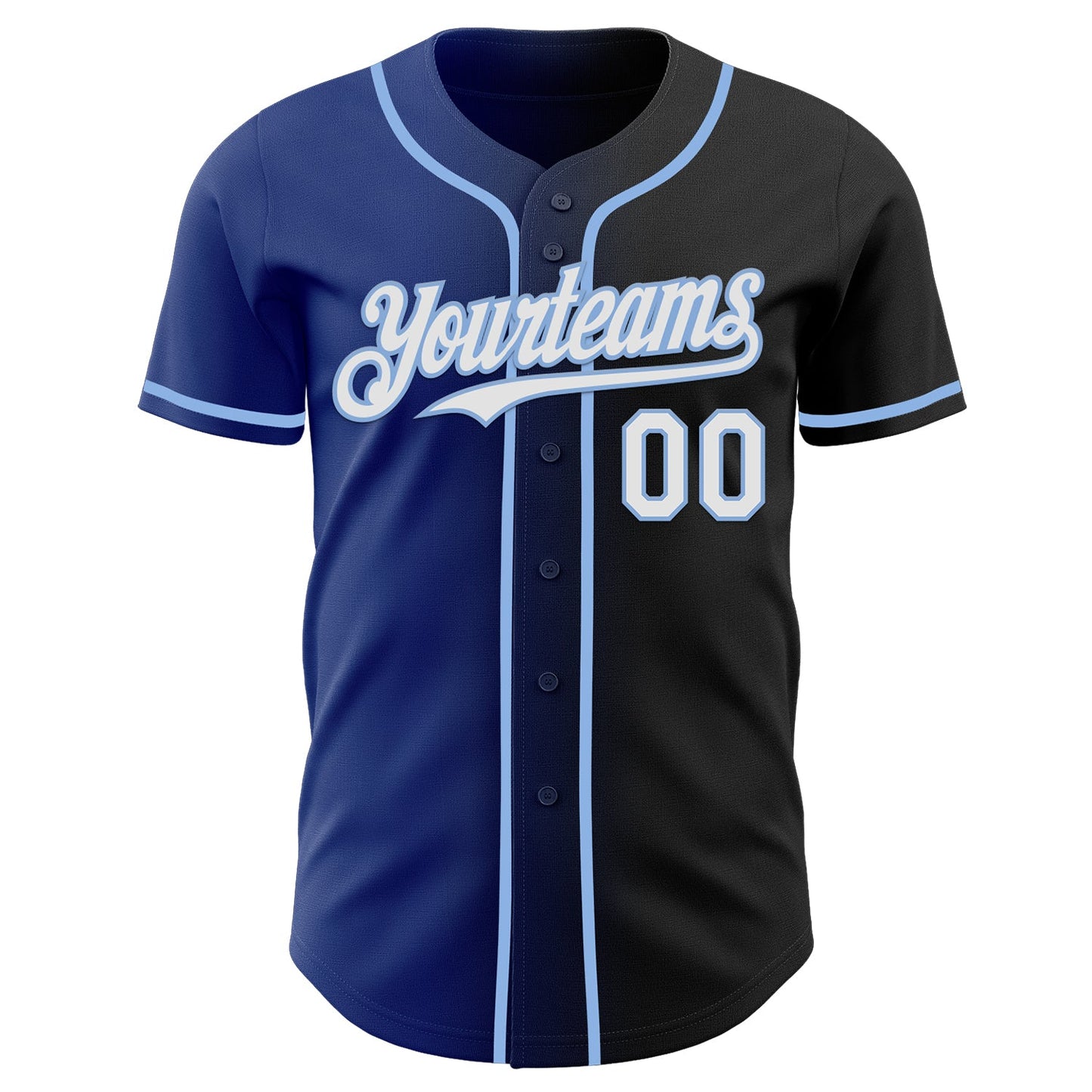 Custom Black White Royal-Light Blue Authentic Gradient Fashion Baseball Jersey view 2