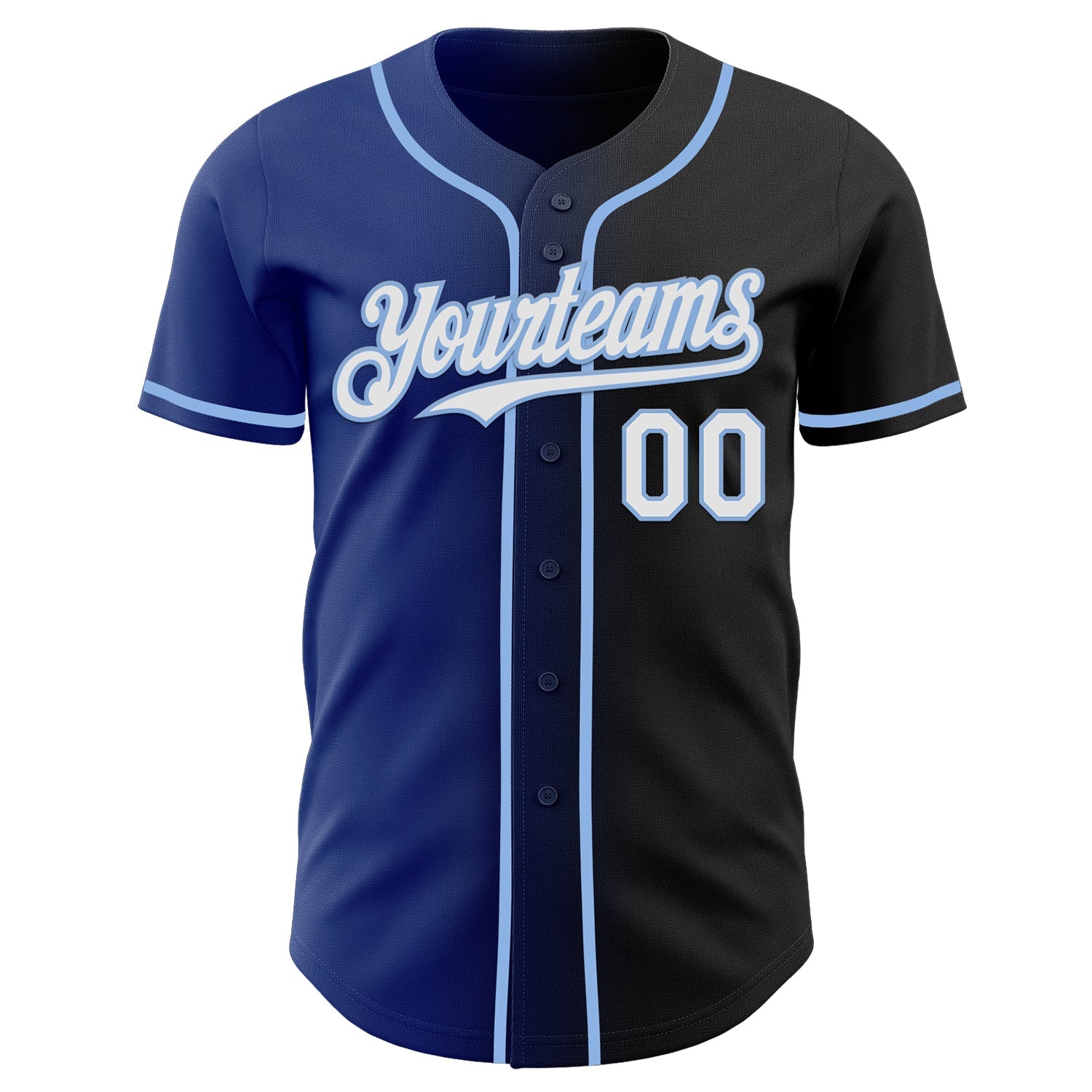 Custom Black White Royal-Light Blue Authentic Gradient Fashion Baseball Jersey view 2