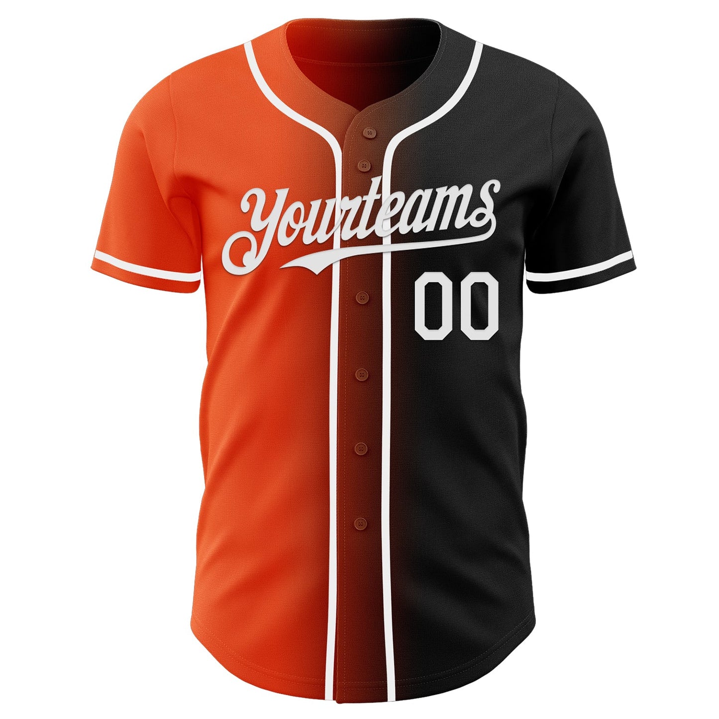 Custom Black White-Orange Authentic Gradient Fashion Baseball Jersey view 2