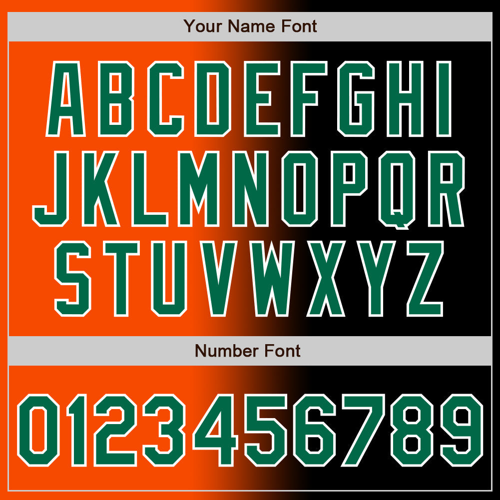 Custom Black Kelly Green Orange-White Authentic Gradient Fashion Baseball Jersey view 5