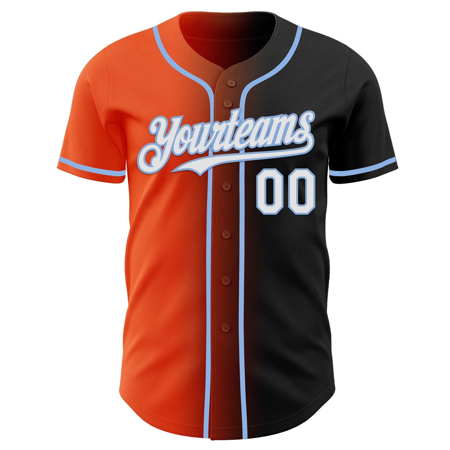 Custom Black White Orange-Light Blue Authentic Gradient Fashion Baseball Jersey view 2