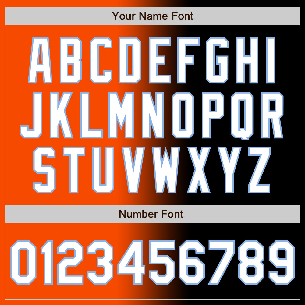 Custom Black White Orange-Light Blue Authentic Gradient Fashion Baseball Jersey view 5