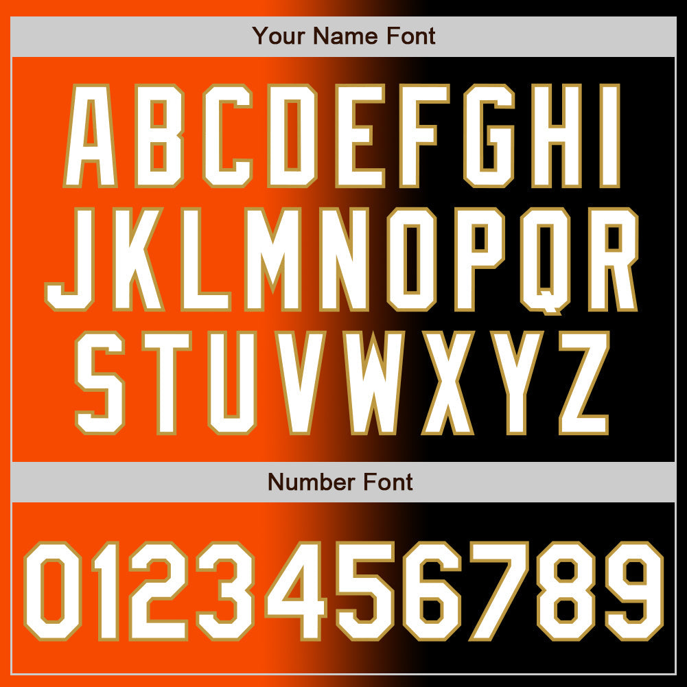 Custom Black White Orange-Old Gold Authentic Gradient Fashion Baseball Jersey view 5
