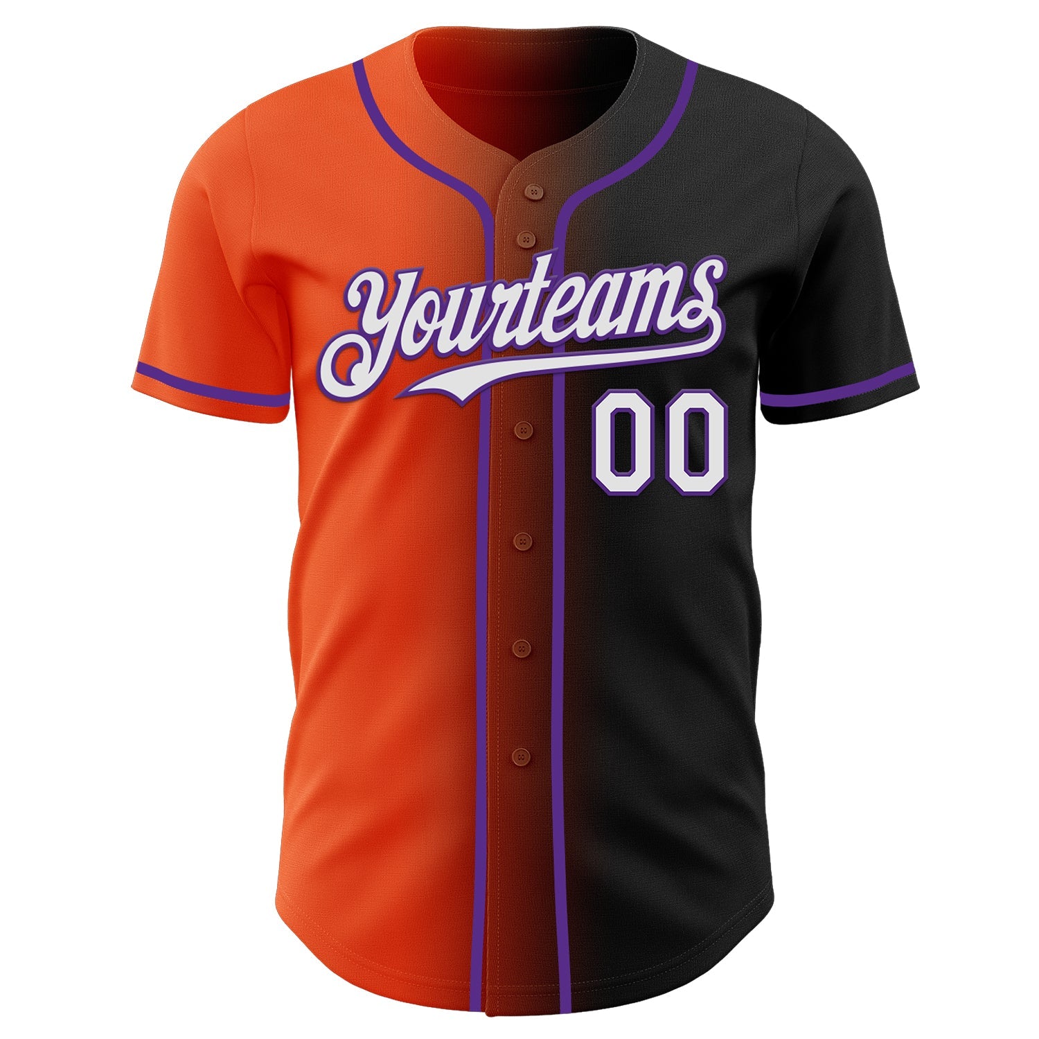 Custom Black White Orange-Purple Authentic Gradient Fashion Baseball Jersey view 2