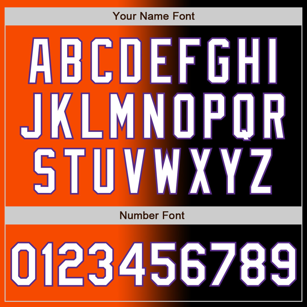Custom Black White Orange-Purple Authentic Gradient Fashion Baseball Jersey view 5