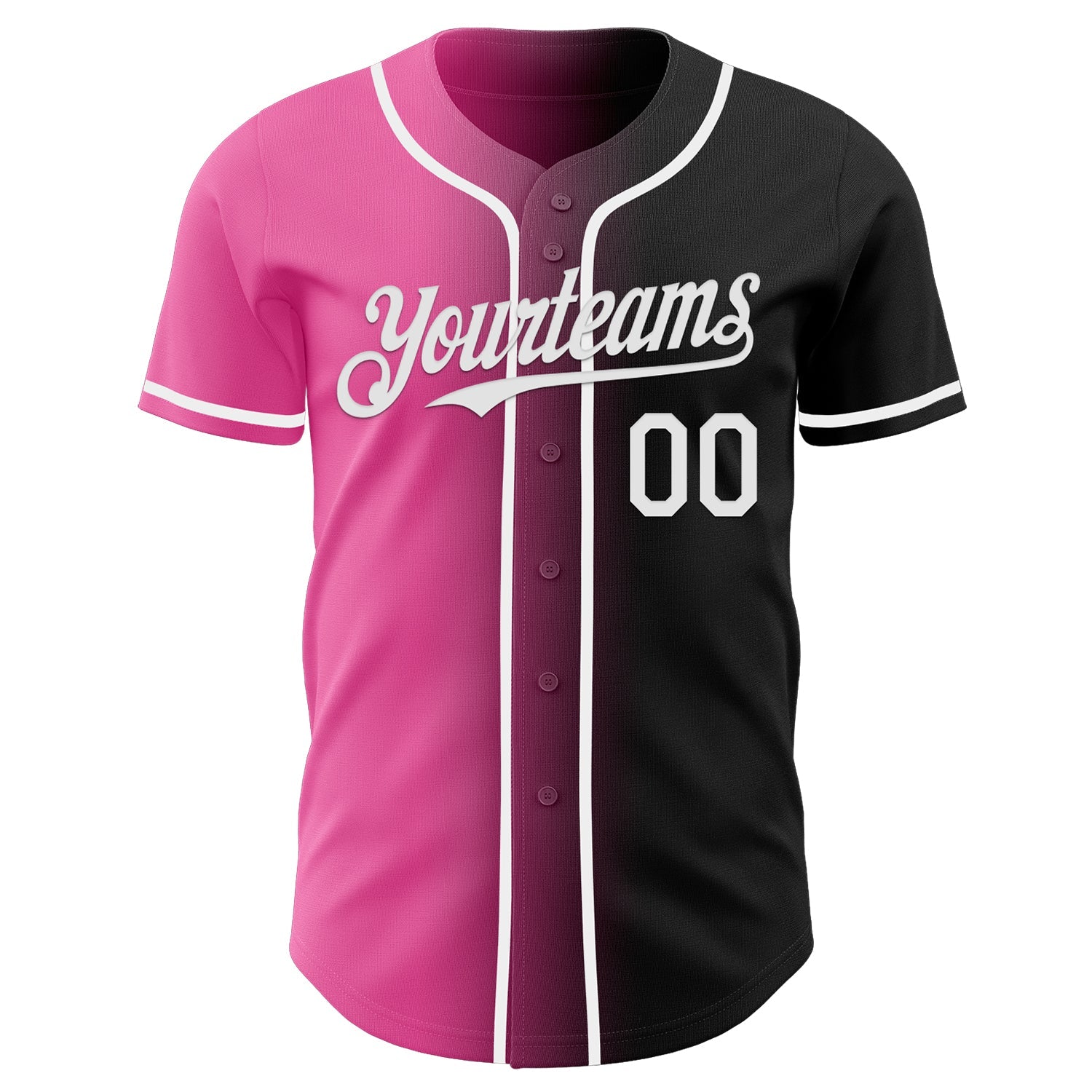 Custom Black White-Pink Authentic Gradient Fashion Baseball Jersey view 2