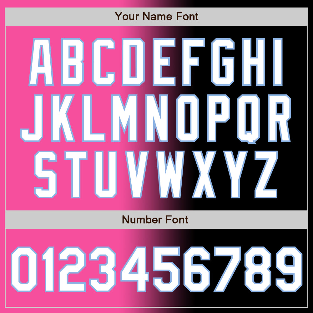 Custom Black White Pink-Light Blue Authentic Gradient Fashion Baseball Jersey view 5