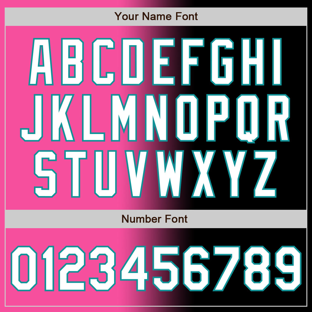 Custom Black White Pink-Teal Authentic Gradient Fashion Baseball Jersey view 5