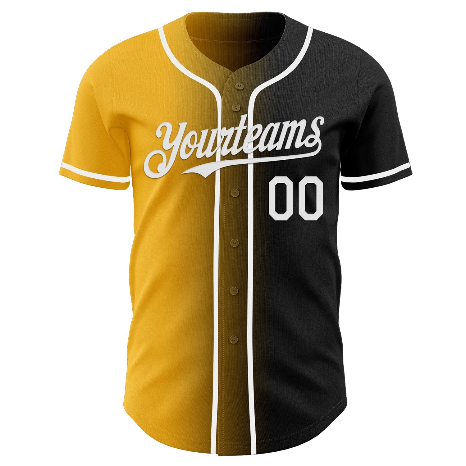 Custom Black White-Gold Authentic Gradient Fashion Baseball Jersey view 2