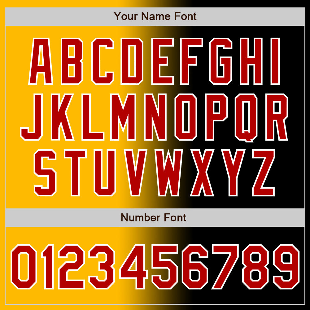 Custom Black Red Gold-White Authentic Gradient Fashion Baseball Jersey view 5