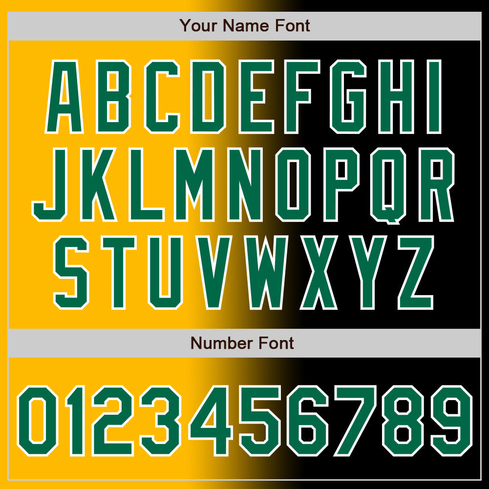 Custom Black Kelly Green Gold-White Authentic Gradient Fashion Baseball Jersey view 5