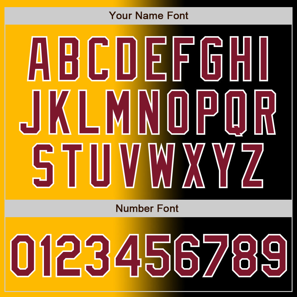 Custom Black Crimson Gold-White Authentic Gradient Fashion Baseball Jersey view 5