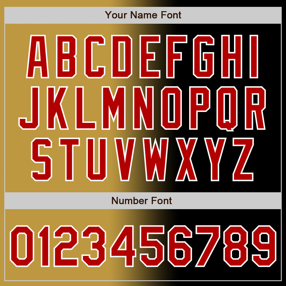Custom Black Red Old Gold-White Authentic Gradient Fashion Baseball Jersey view 5
