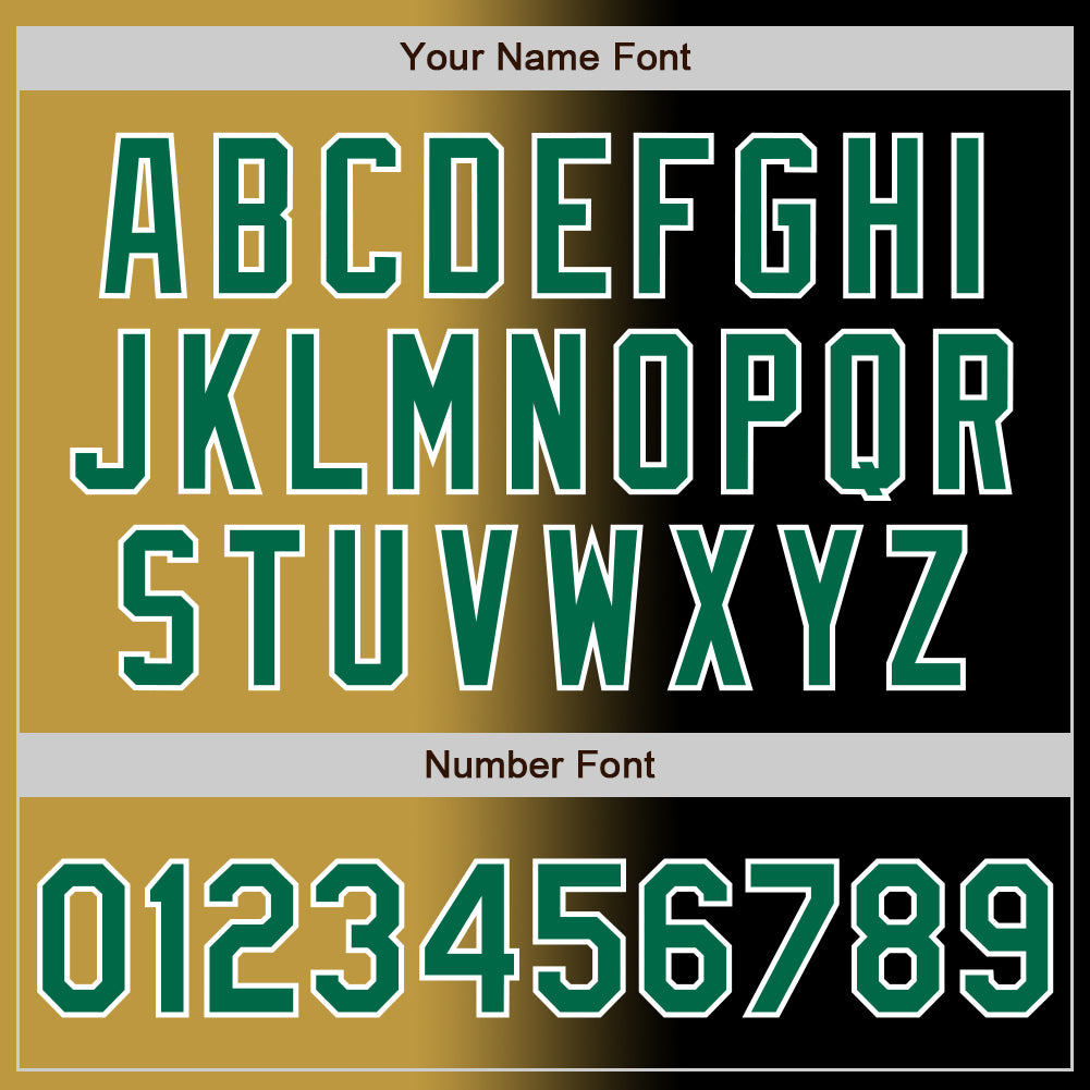 Custom Black Kelly Green Old Gold-White Authentic Gradient Fashion Baseball Jersey view 5