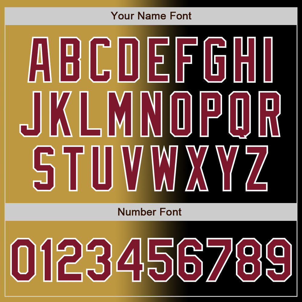 Custom Black Crimson Old Gold-White Authentic Gradient Fashion Baseball Jersey view 5