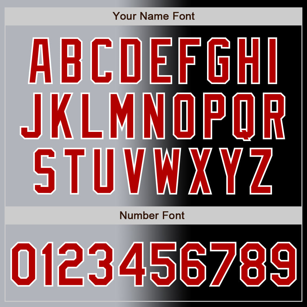 Custom Black Red Gray-White Authentic Gradient Fashion Baseball Jersey view 5