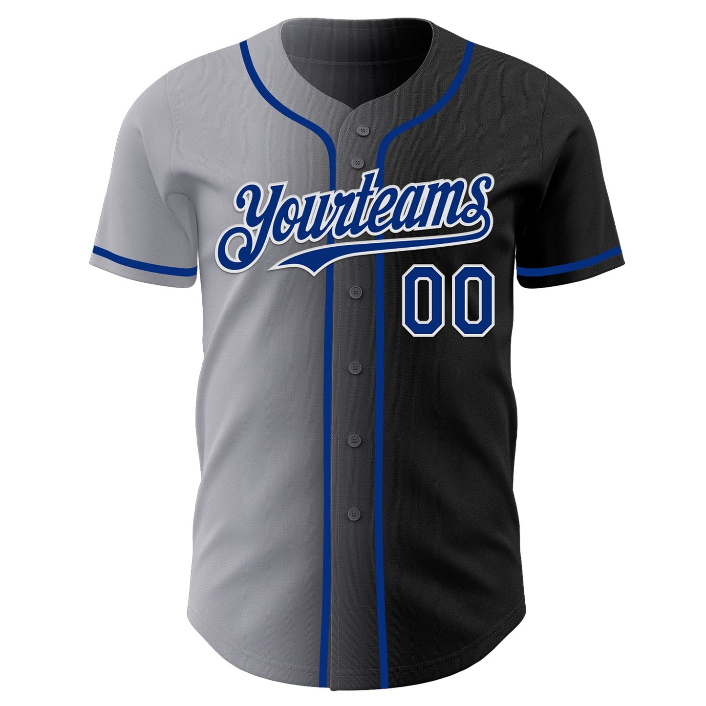 Custom Black Royal Gray-White Authentic Gradient Fashion Baseball Jersey view 2