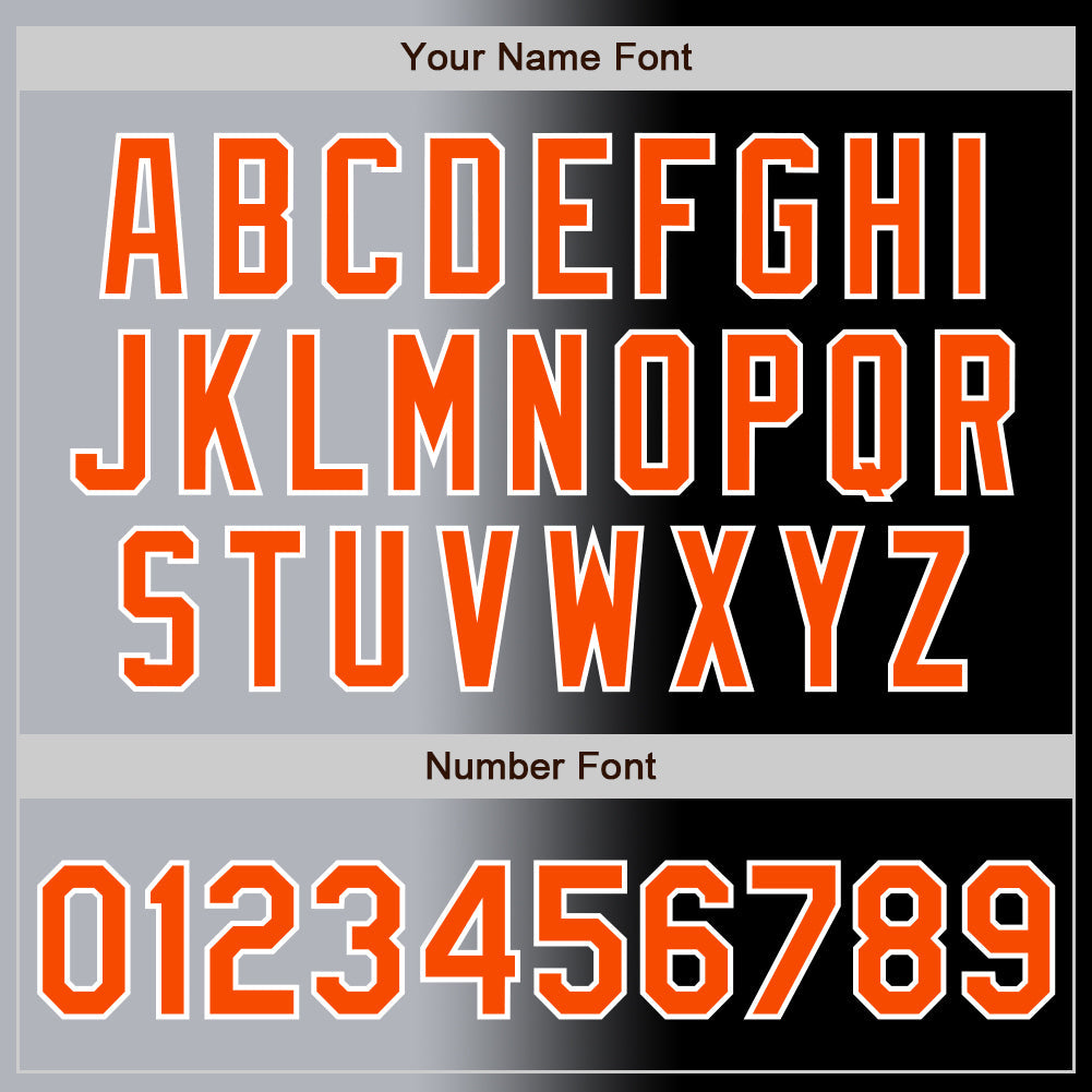 Custom Black Orange Gray-White Authentic Gradient Fashion Baseball Jersey view 5