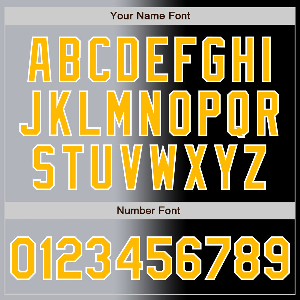 Custom Black Gold Gray-White Authentic Gradient Fashion Baseball Jersey view 5