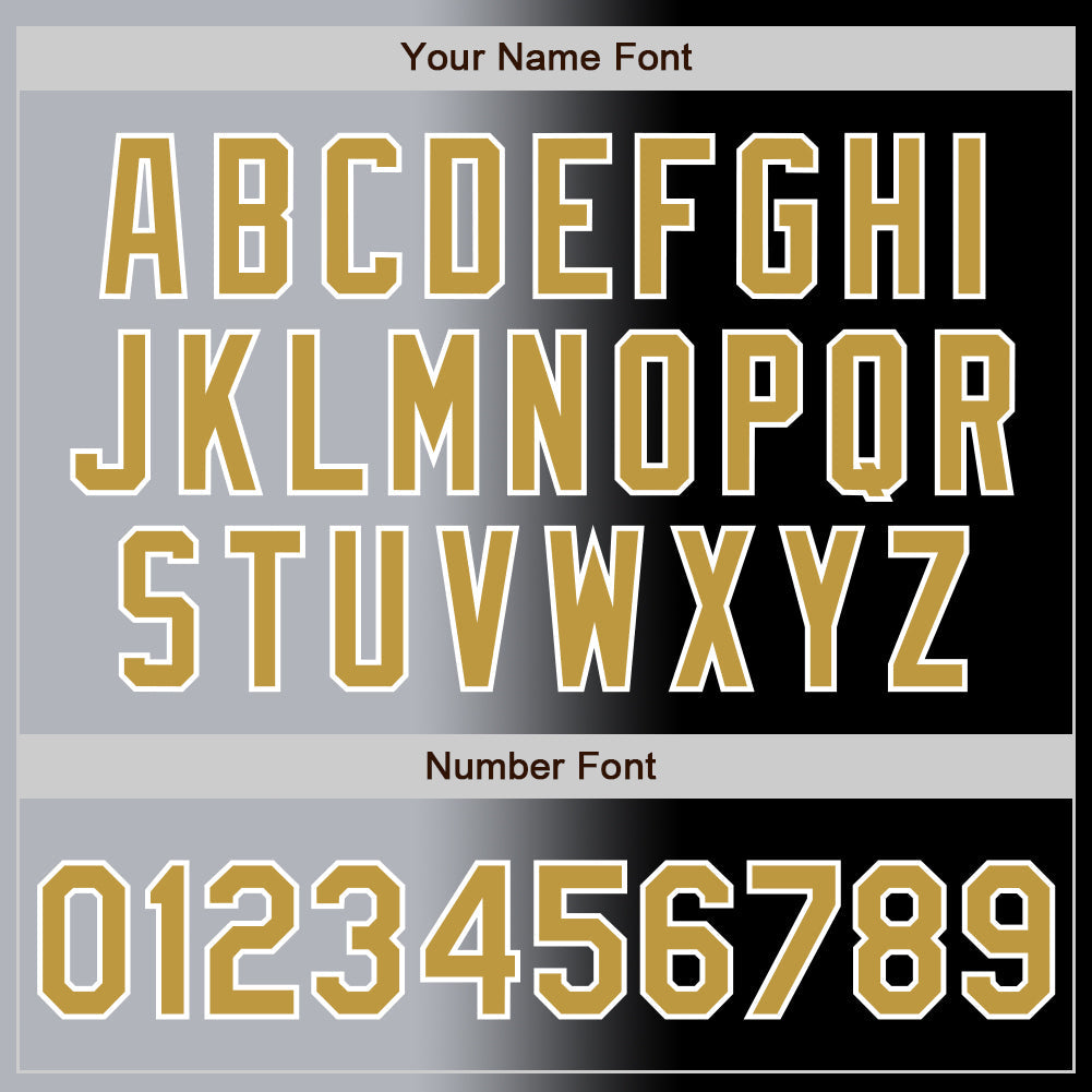 Custom Black Old Gold Gray-White Authentic Gradient Fashion Baseball Jersey view 5