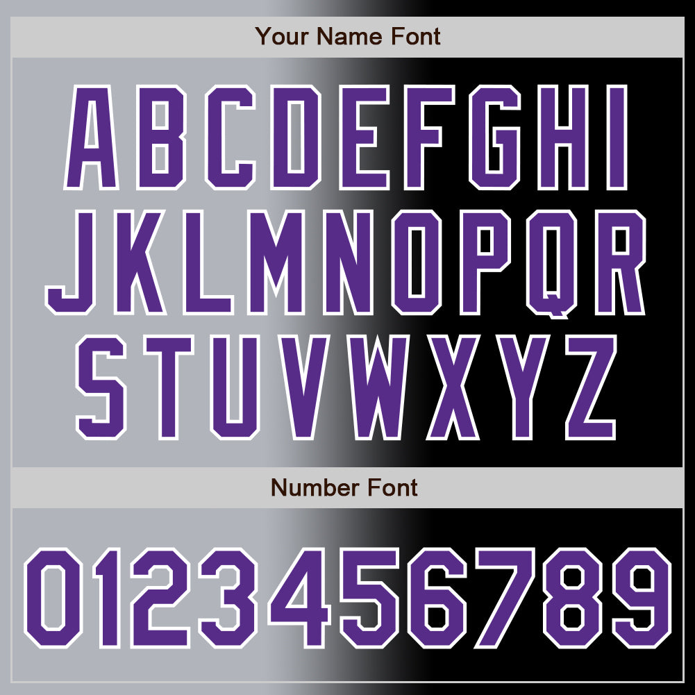Custom Black Purple Gray-White Authentic Gradient Fashion Baseball Jersey view 5
