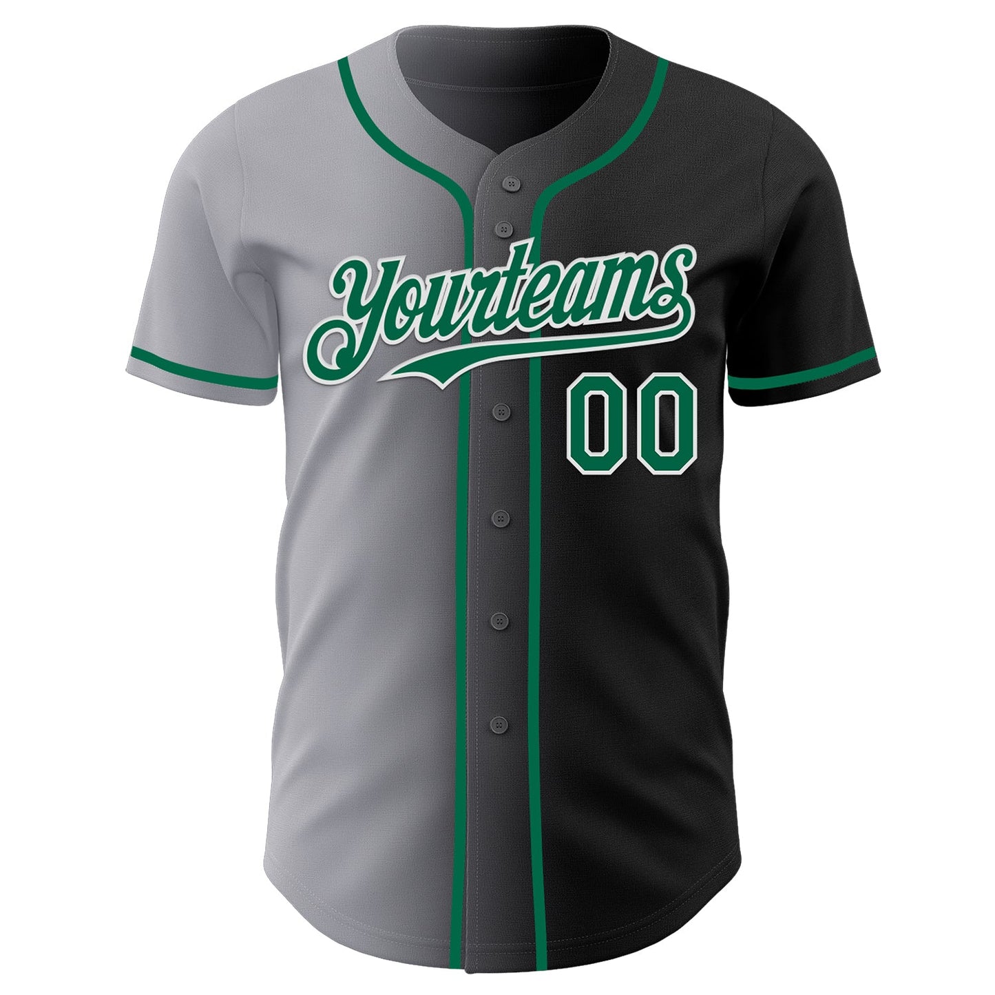 Custom Black Kelly Green Gray-White Authentic Gradient Fashion Baseball Jersey view 2