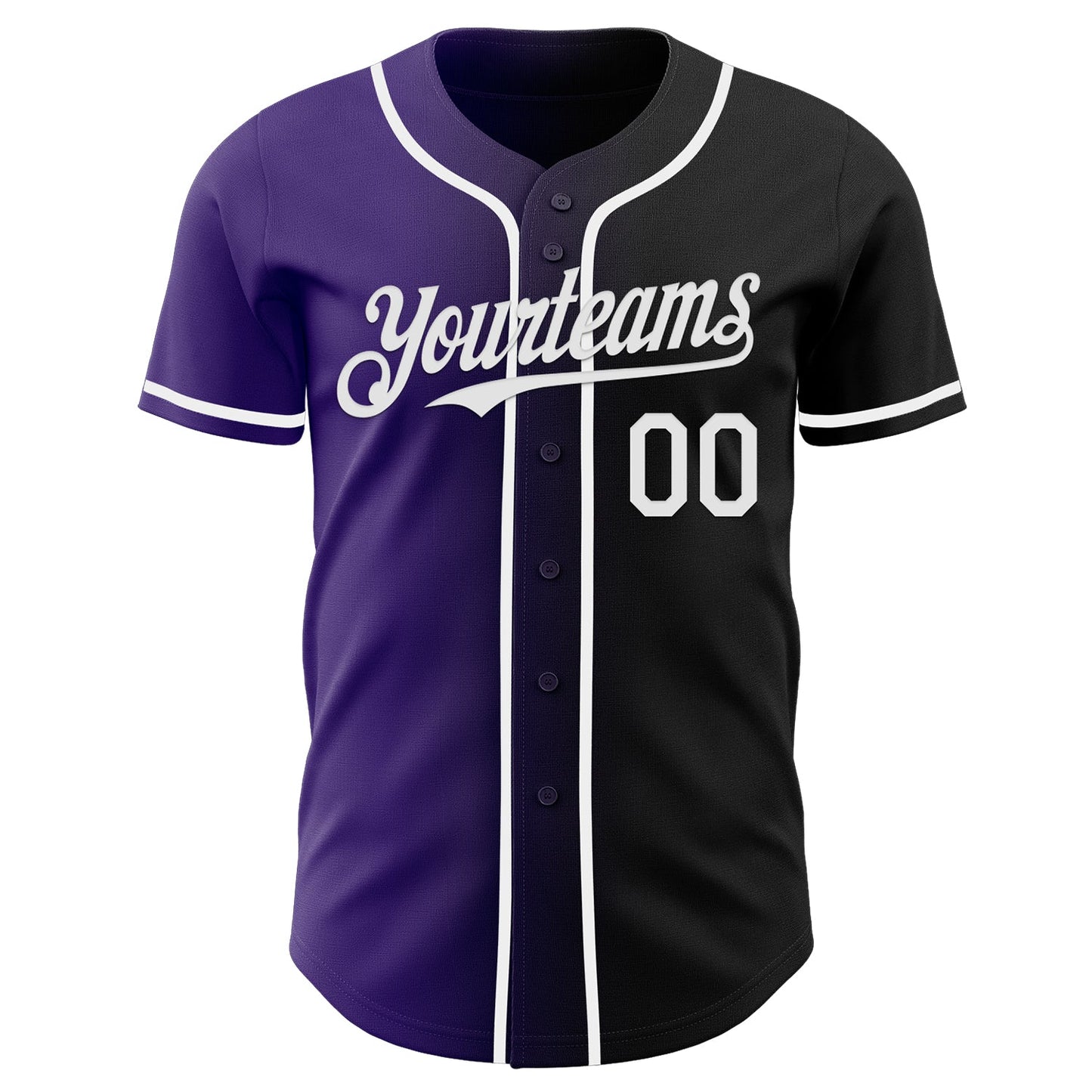 Custom Black White-Purple Authentic Gradient Fashion Baseball Jersey view 2