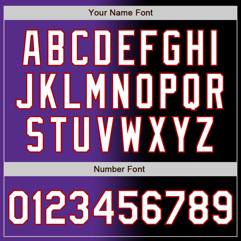Custom Black White Purple-Red Authentic Gradient Fashion Baseball Jersey view 5