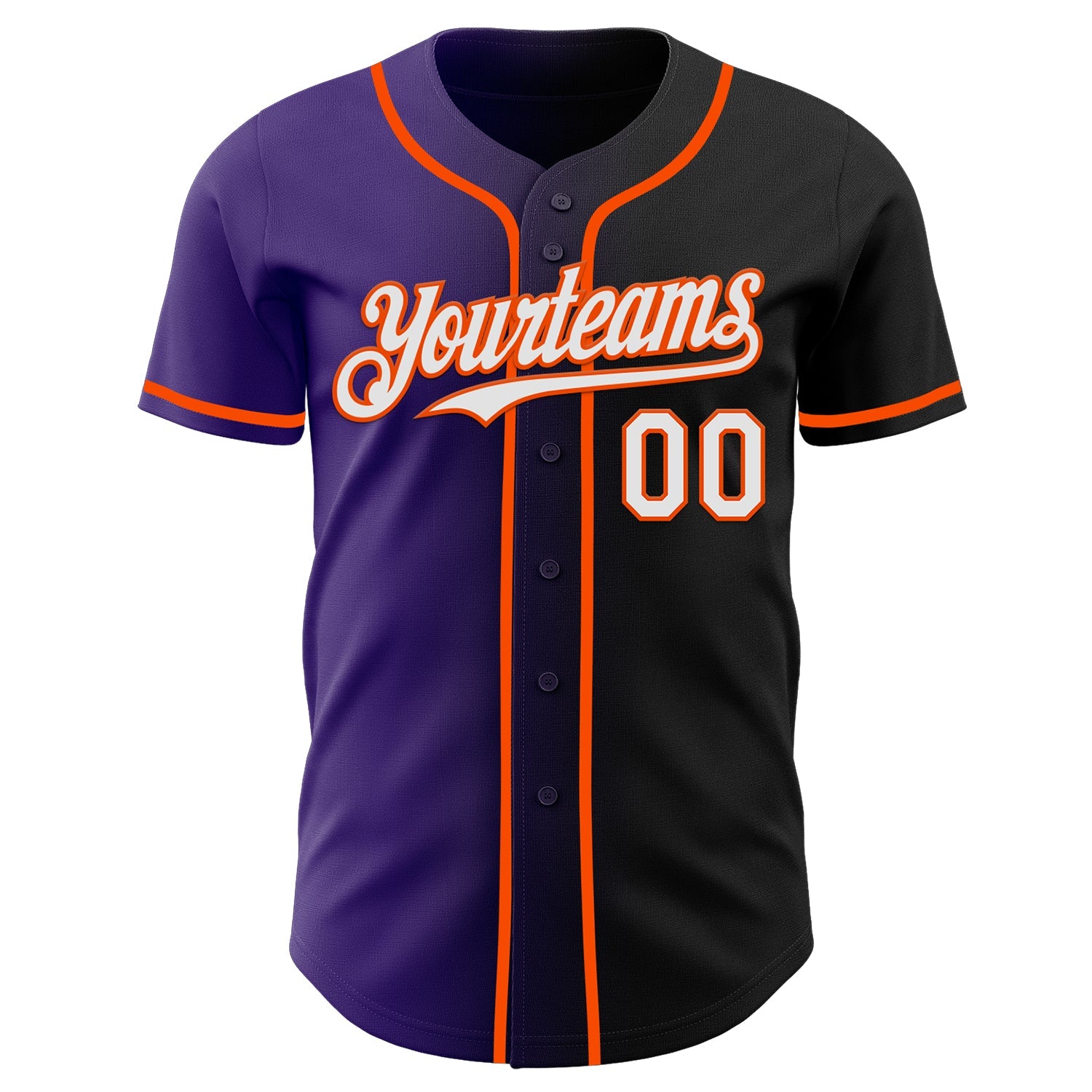Custom Black White Purple-Orange Authentic Gradient Fashion Baseball Jersey view 2