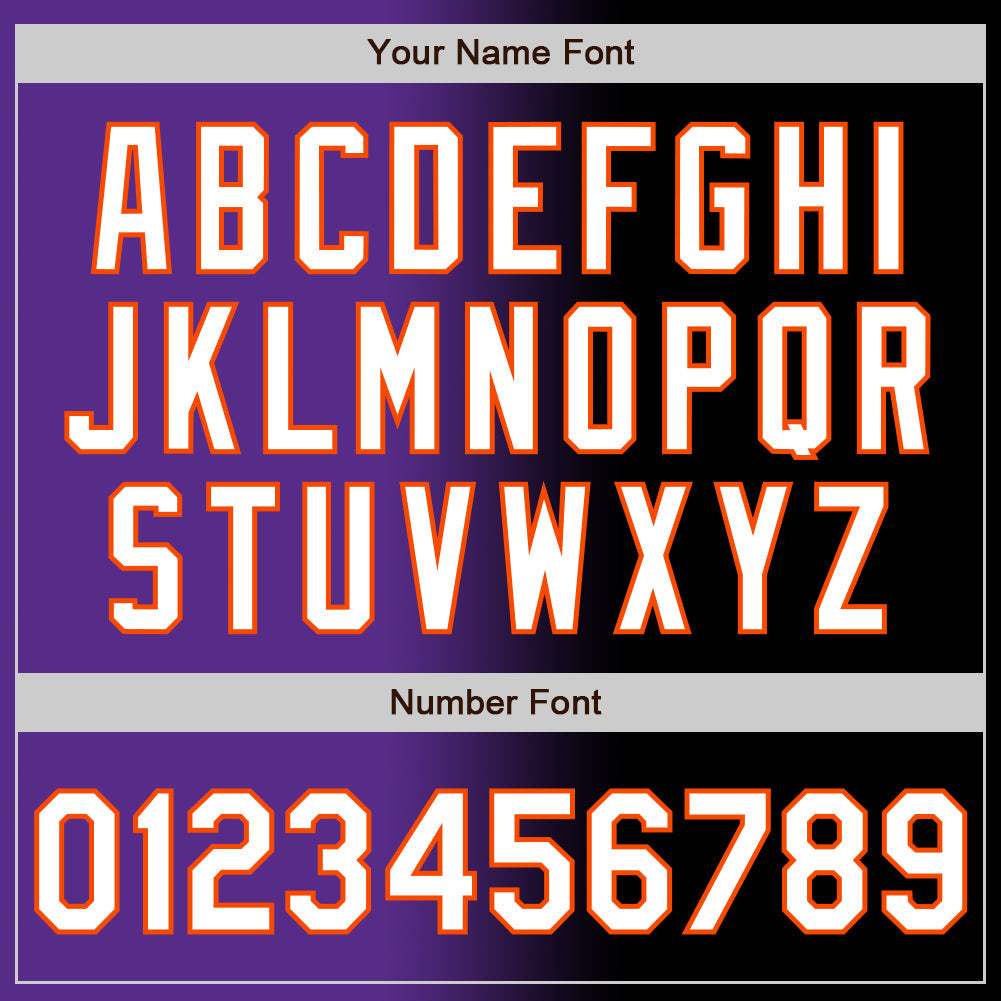 Custom Black White Purple-Orange Authentic Gradient Fashion Baseball Jersey view 5