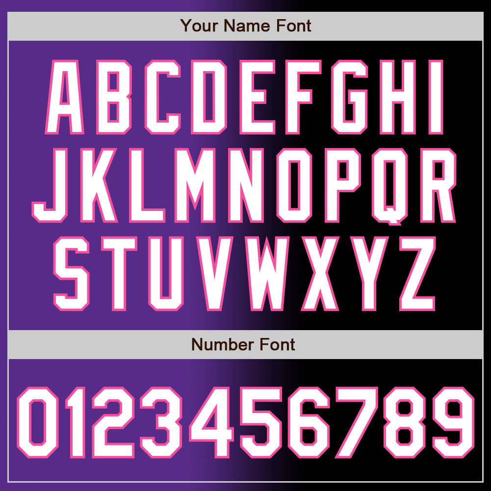 Custom Black White Purple-Pink Authentic Gradient Fashion Baseball Jersey view 5