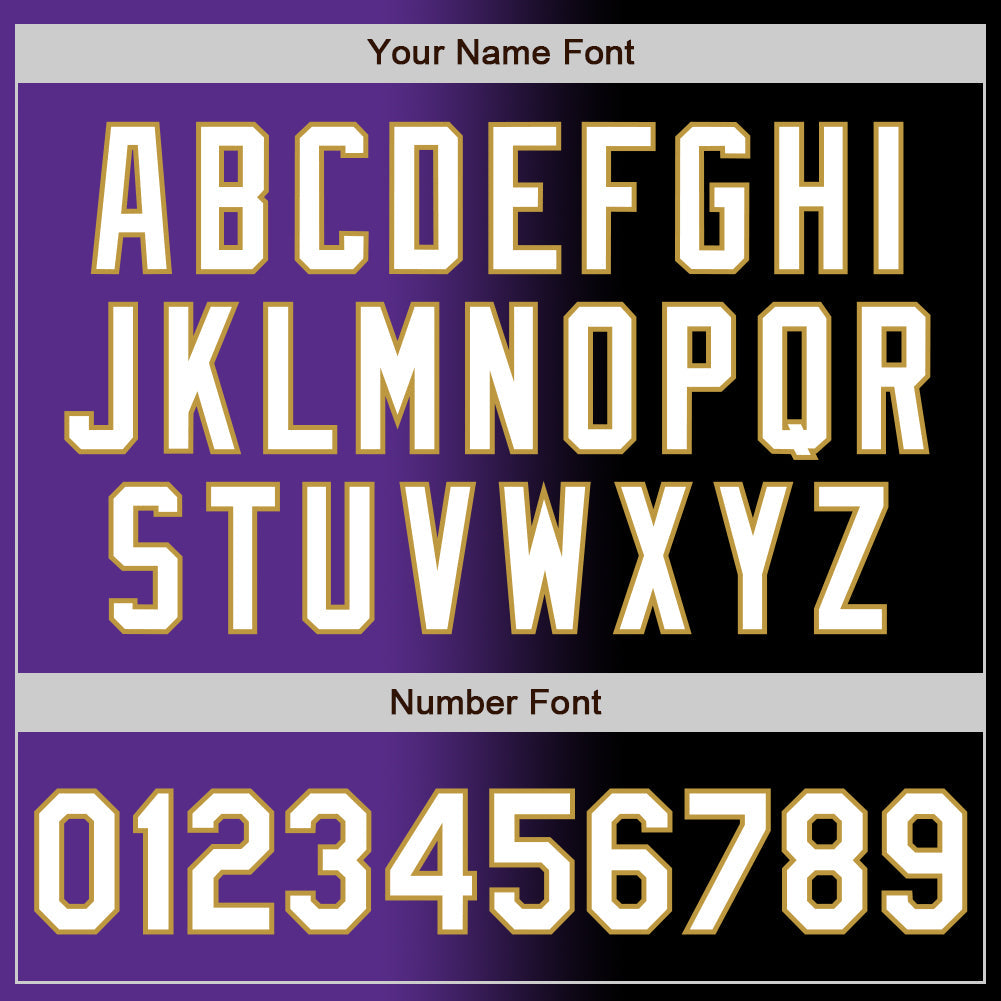 Custom Black White Purple-Old Gold Authentic Gradient Fashion Baseball Jersey view 5