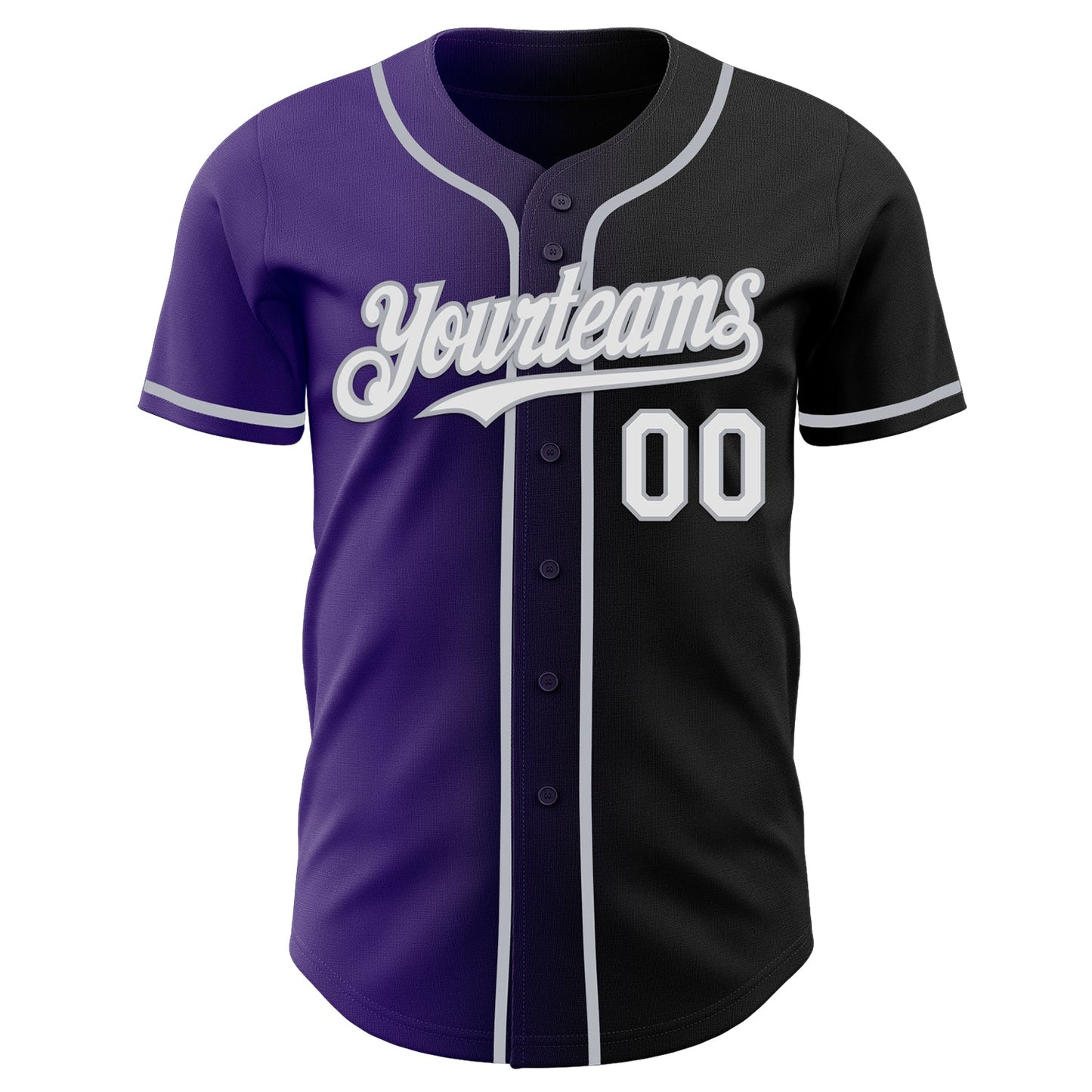 Custom Black White Purple-Gray Authentic Gradient Fashion Baseball Jersey view 2