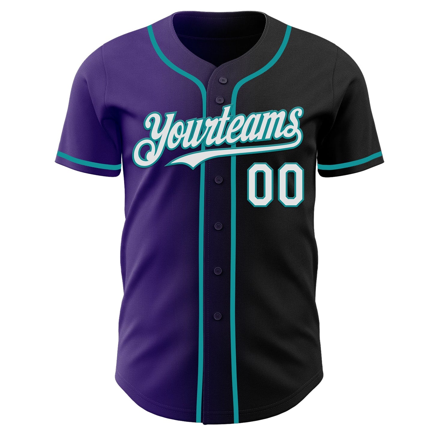 Custom Black White Purple-Teal Authentic Gradient Fashion Baseball Jersey view 2