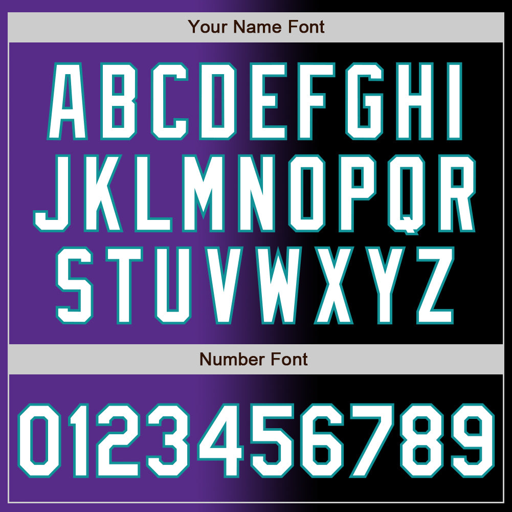 Custom Black White Purple-Teal Authentic Gradient Fashion Baseball Jersey view 5