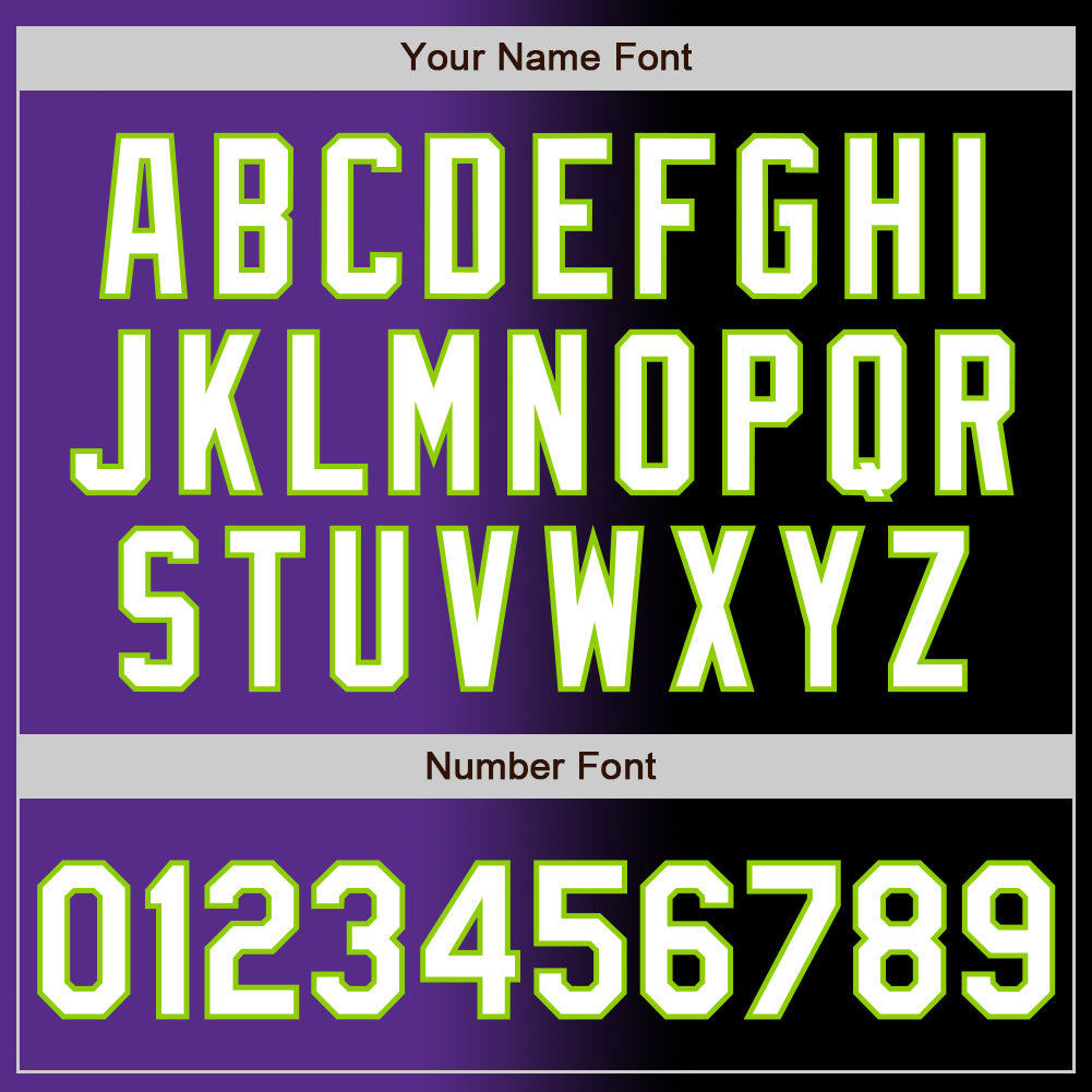 Custom Black White Purple-Neon Green Authentic Gradient Fashion Baseball Jersey view 5