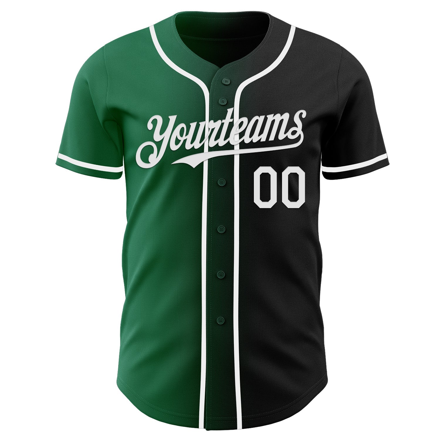 Custom Black White-Kelly Green Authentic Gradient Fashion Baseball Jersey view 2