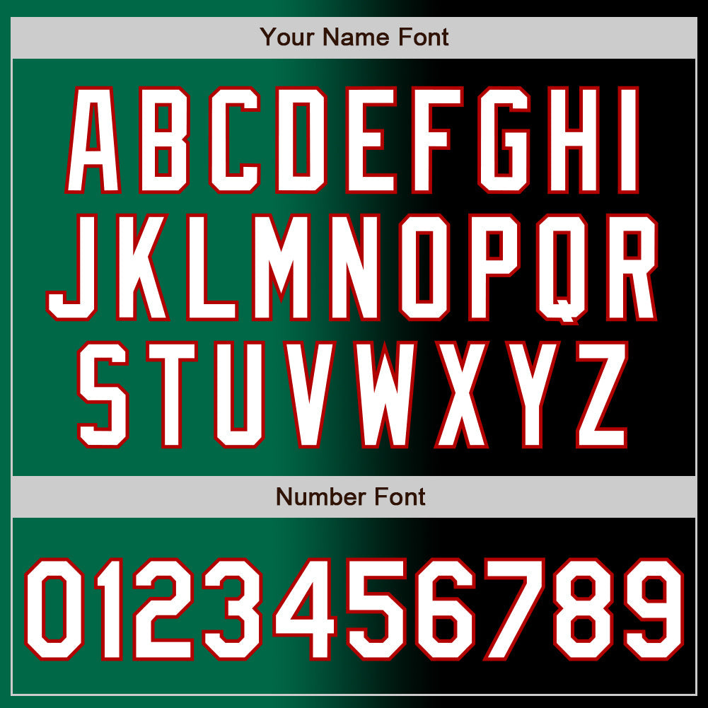 Custom Black White Kelly Green-Red Authentic Gradient Fashion Baseball Jersey view 5