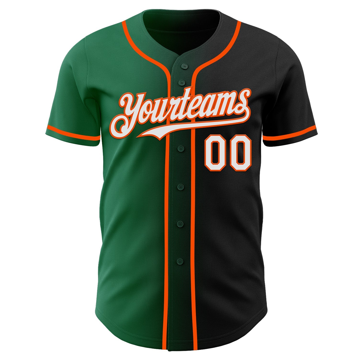Custom Black White Kelly Green-Orange Authentic Gradient Fashion Baseball Jersey view 2