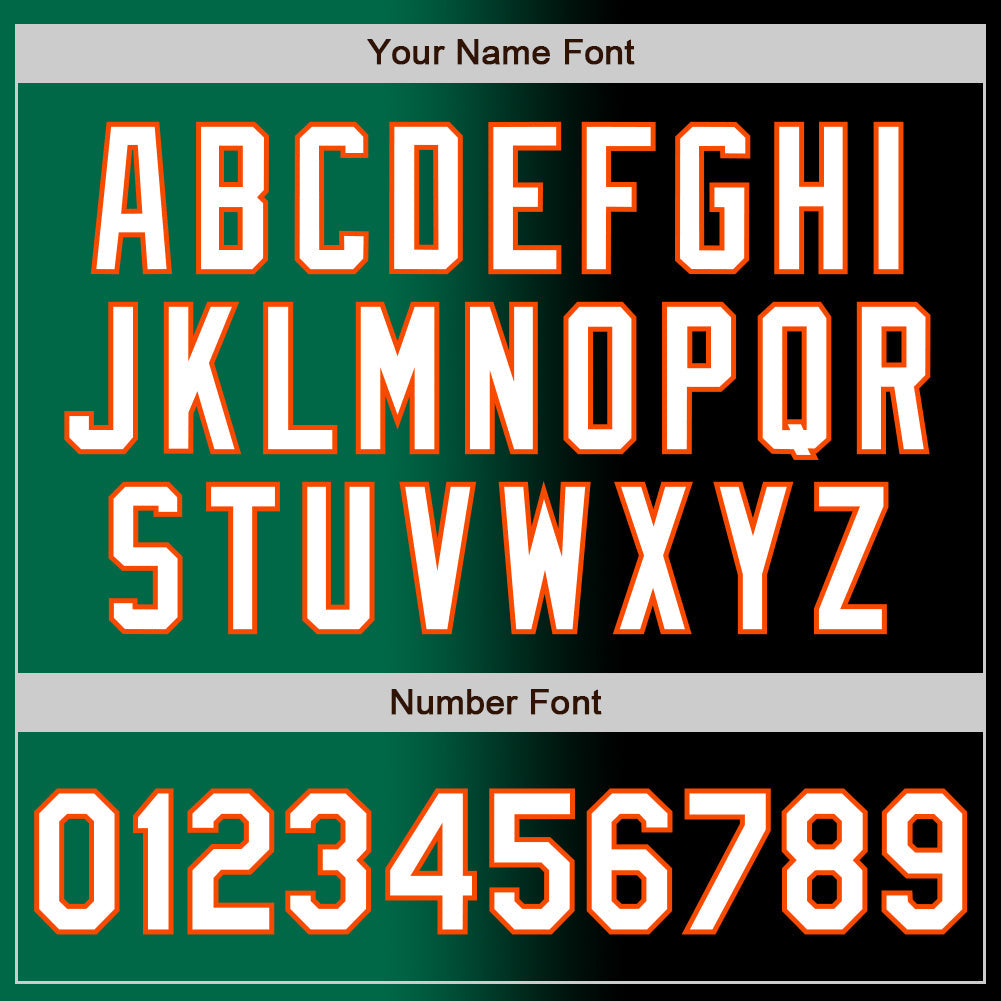 Custom Black White Kelly Green-Orange Authentic Gradient Fashion Baseball Jersey view 5