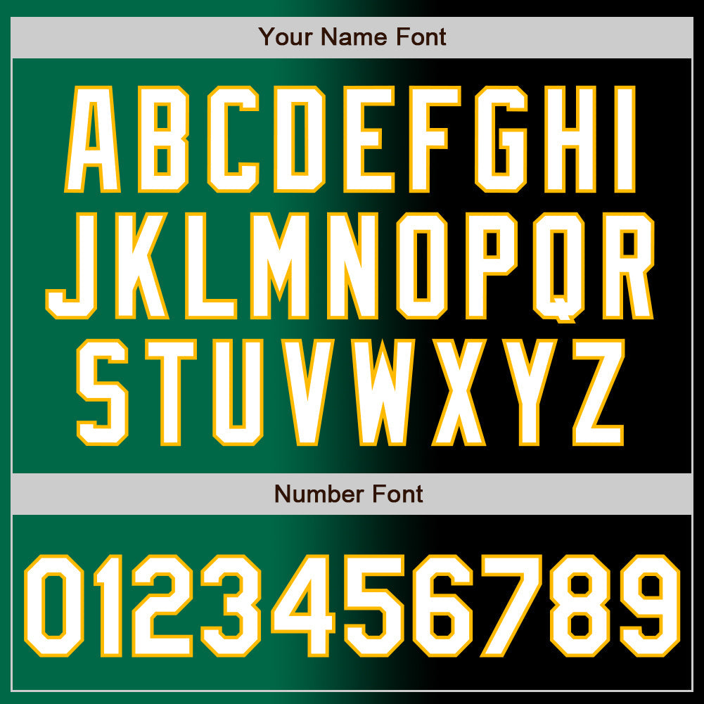 Custom Black White Kelly Green-Gold Authentic Gradient Fashion Baseball Jersey view 5
