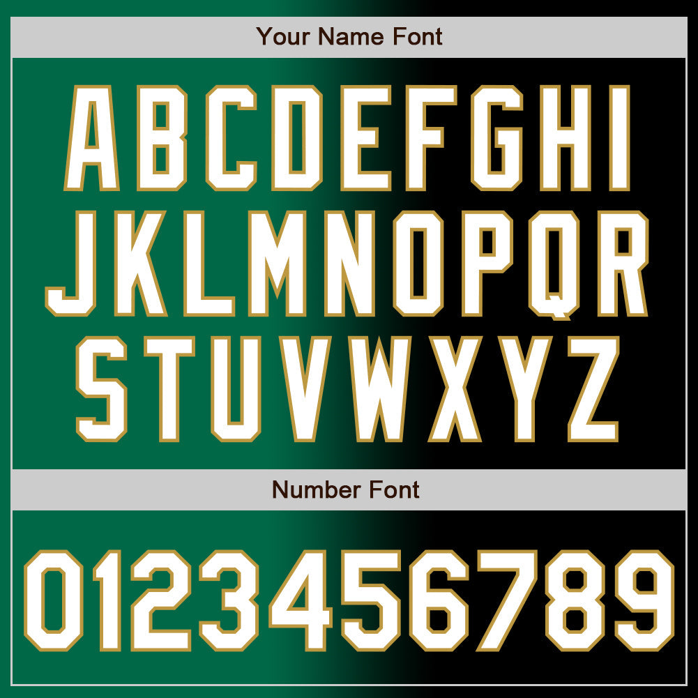 Custom Black White Kelly Green-Old Gold Authentic Gradient Fashion Baseball Jersey view 5