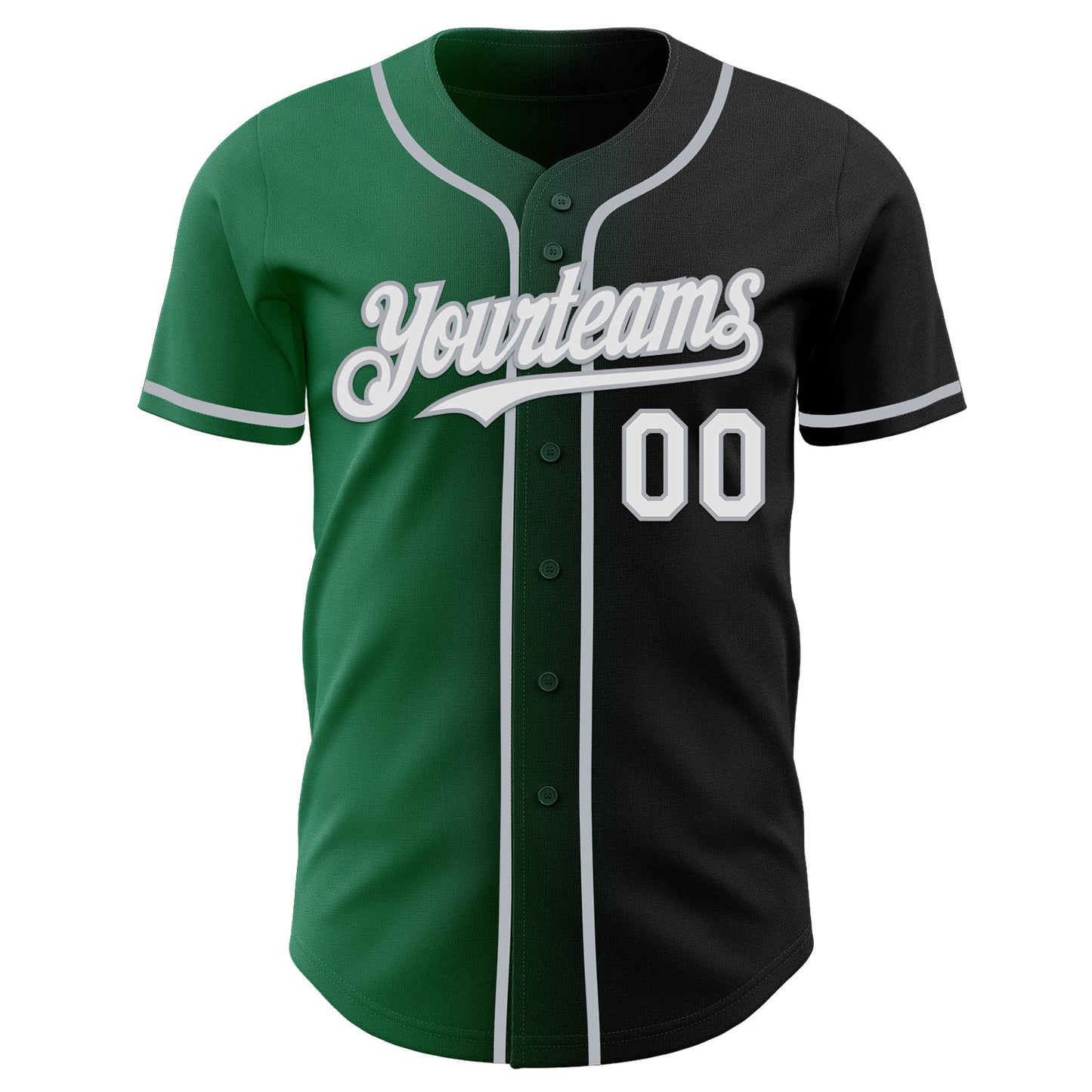 Custom Black White Kelly Green-Gray Authentic Gradient Fashion Baseball Jersey view 2