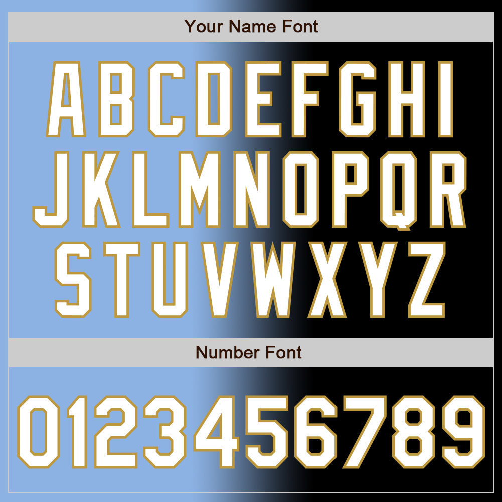 Custom Black White Light Blue-Old Gold Authentic Gradient Fashion Baseball Jersey view 5