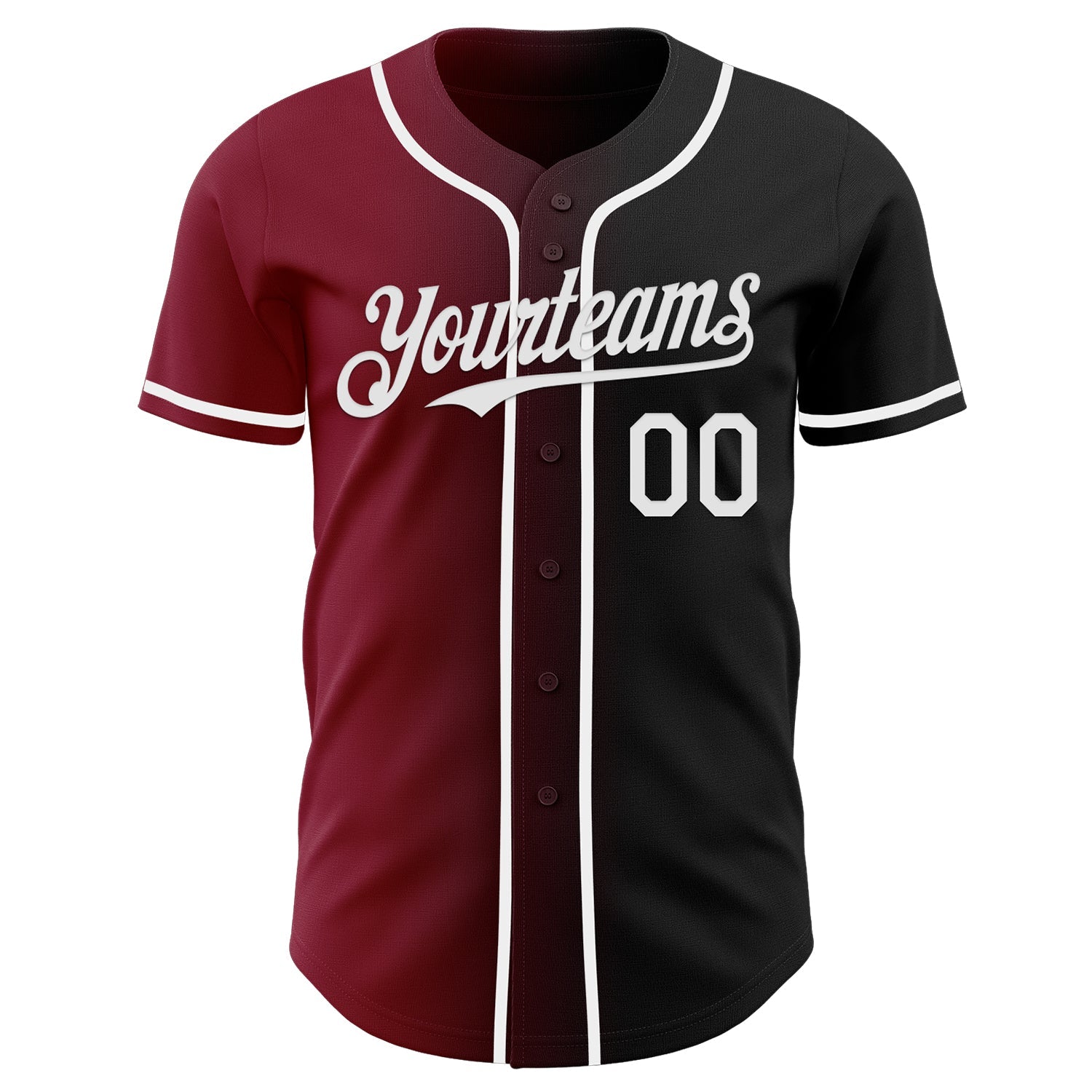 Custom Black White-Crimson Authentic Gradient Fashion Baseball Jersey view 2