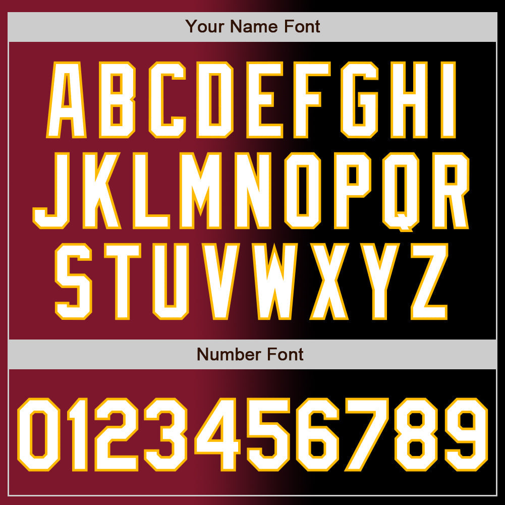 Custom Black White Crimson-Gold Authentic Gradient Fashion Baseball Jersey view 5
