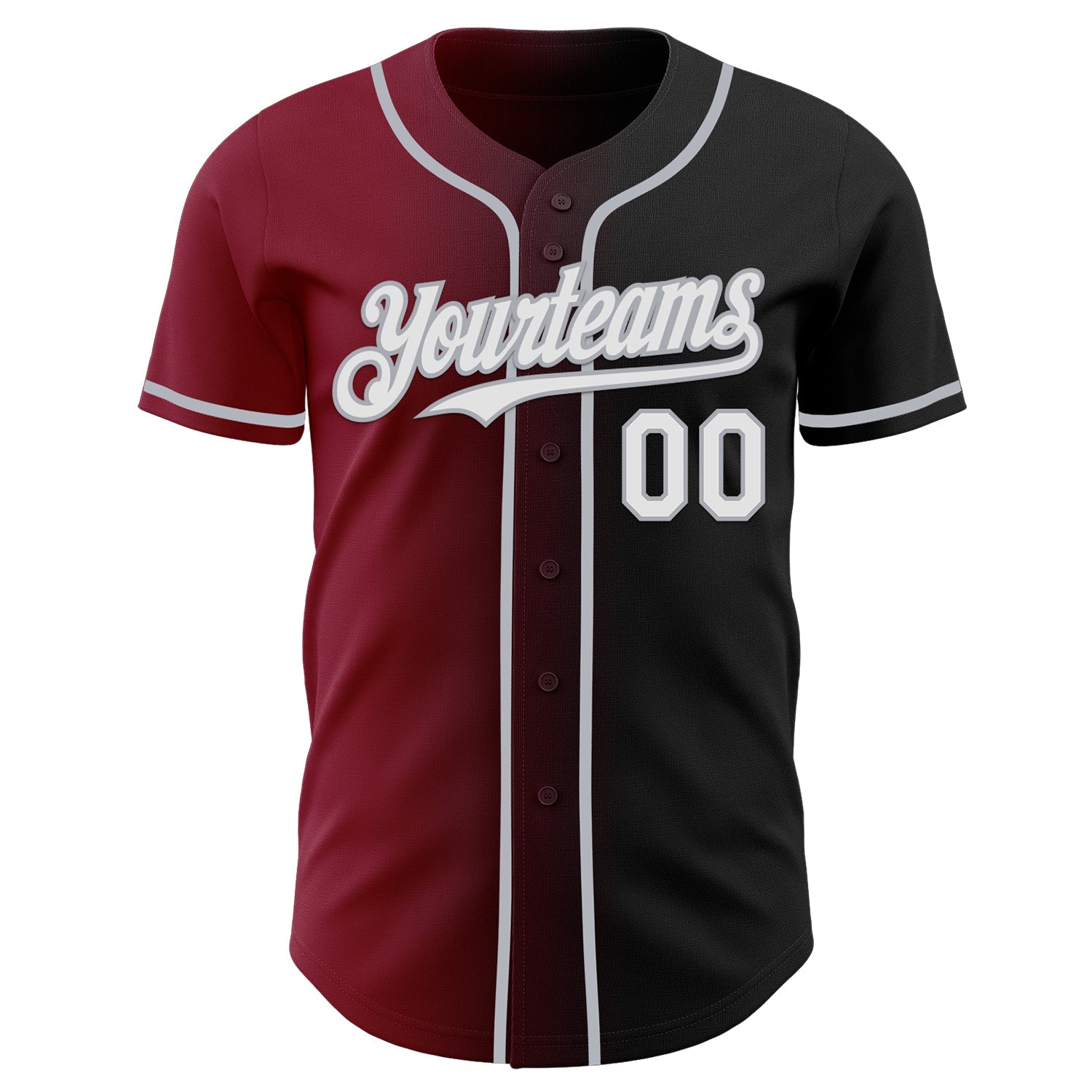 Custom Black White Crimson-Gray Authentic Gradient Fashion Baseball Jersey view 2