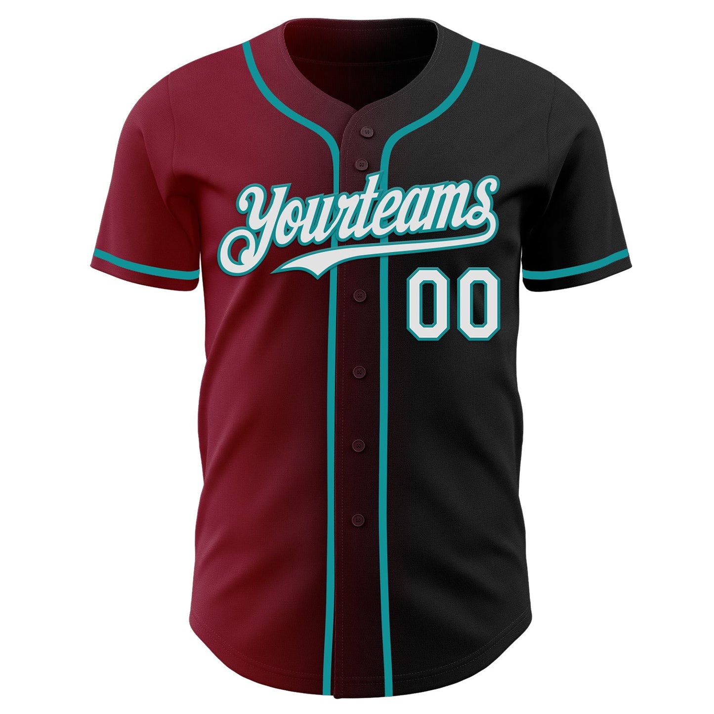 Custom Black White Crimson-Teal Authentic Gradient Fashion Baseball Jersey view 2