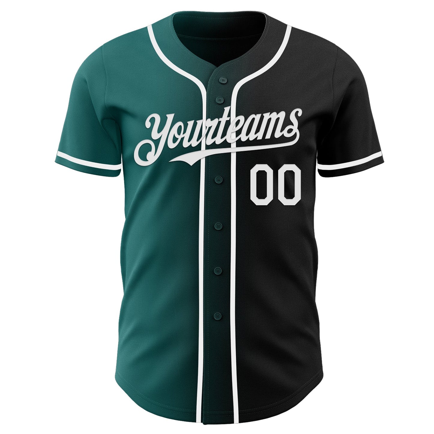 Custom Black White-Teal Authentic Gradient Fashion Baseball Jersey view 2